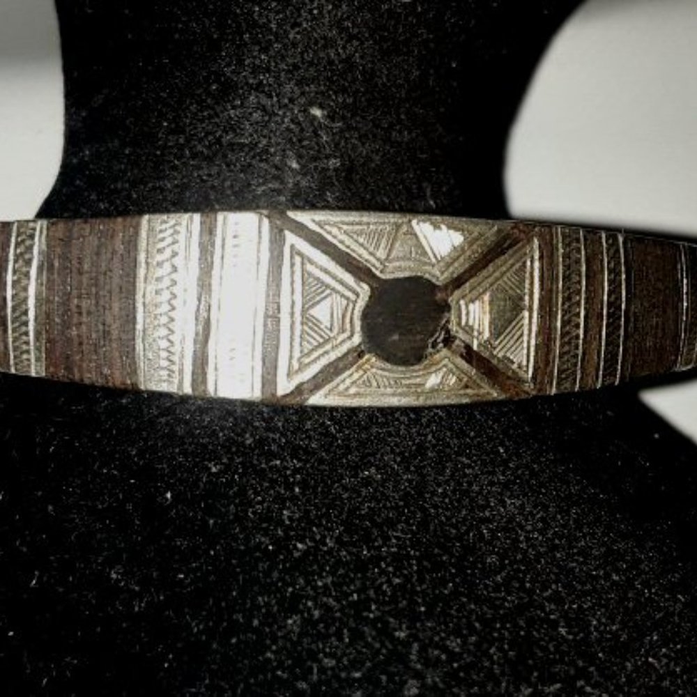 Sterling & Black Onyx Heavy Vintage Cuff Bracelet